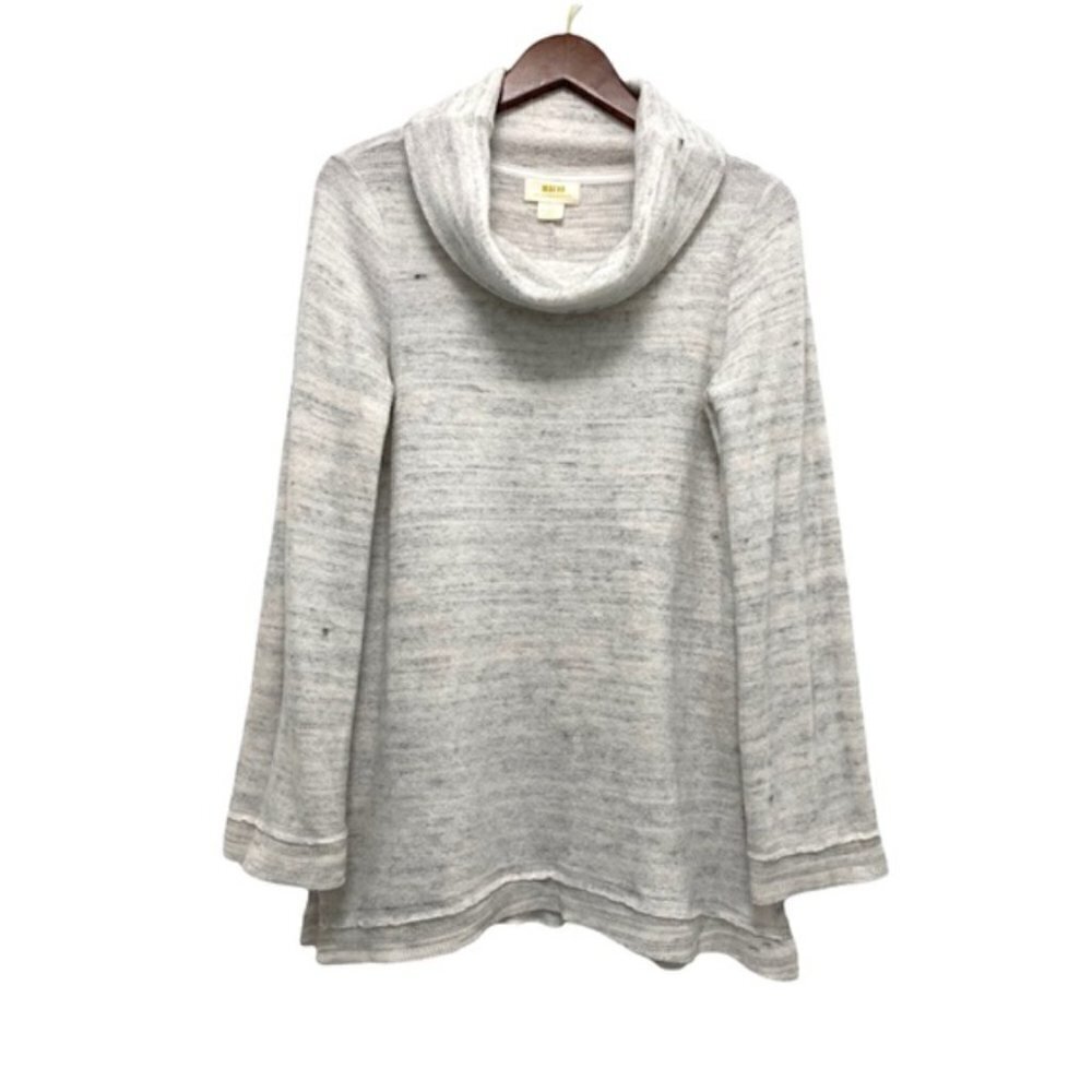 NWT Maeve Anthropologie Risa Split Hem Cowl Neck Sweater Ivory Grey size S